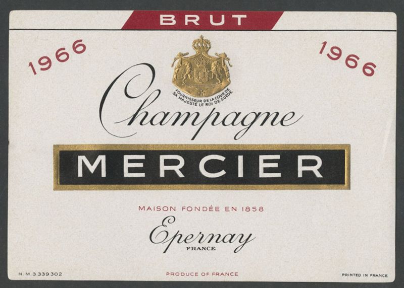 Brut 1966. Champagne Mercier [bottle labels], 1966