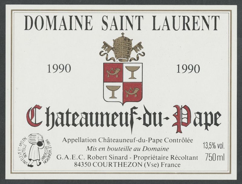 1990. Domaine Saint Laurent [bottle labels], 1990