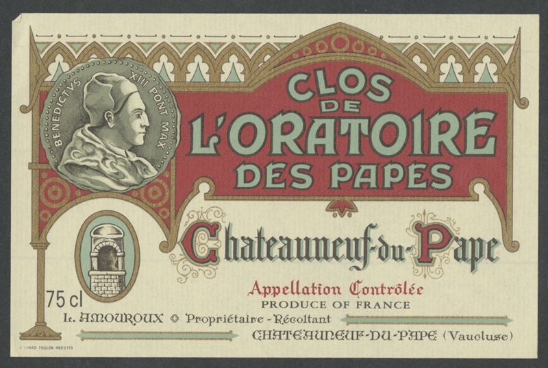Clos de l'Oratoire des Papes. L. Amouroux. [etiqueta d'ampolla], Richard, segle XX