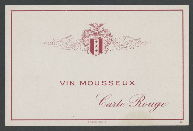 Carte Rouge. Vin Mousseux [etiqueta d'ampolla], Imprimerie Debar & Cie, primer terç del segle XX