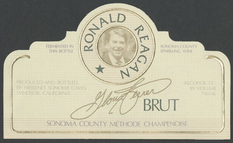 Ronald Reagan. Brut. Gloria Ferrer Caves & Vineyards [etiqueta d'ampolla], 1983 - 1989