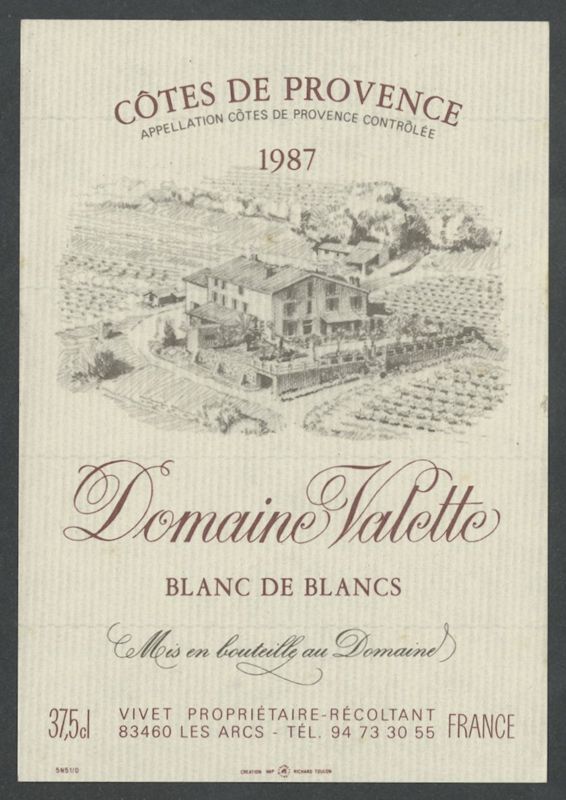 Blanc de Blancs 1987. Domaine Valette [etiqueta d'ampolla], Richard, 1987