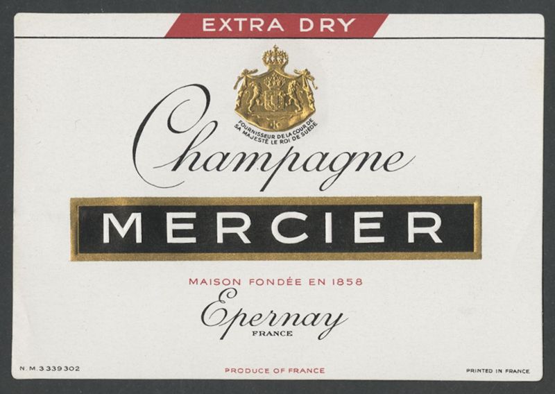 Extra Dry. Champagne Mercier [bottle labels], segona meitat del segle XX