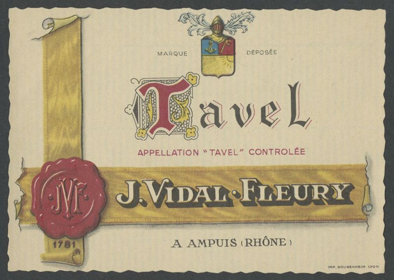 Tavel. J. Vidal-Fleury [bottle labels], Imp. Gougenheim, segon terç del segle XX