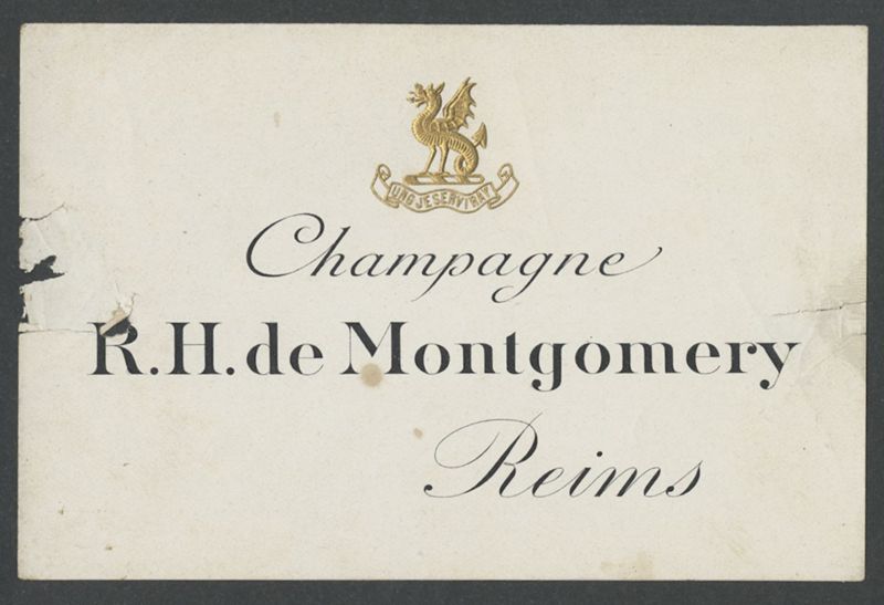Champagne. R. H. de Montgomery [bottle labels], primer terç del segle XX