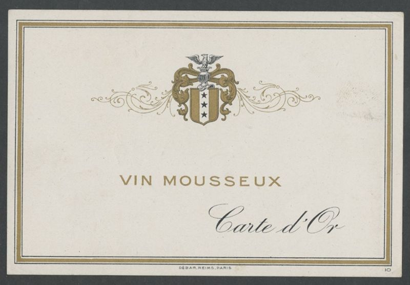 Carte d'Or. Vin Mousseux [etiqueta d'ampolla], Imprimerie Debar & Cie, primer terç del segle XX