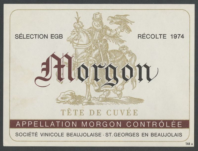 Morgon. Société Vinicole Beaujolais [etiqueta d'ampolla], ca. 1974