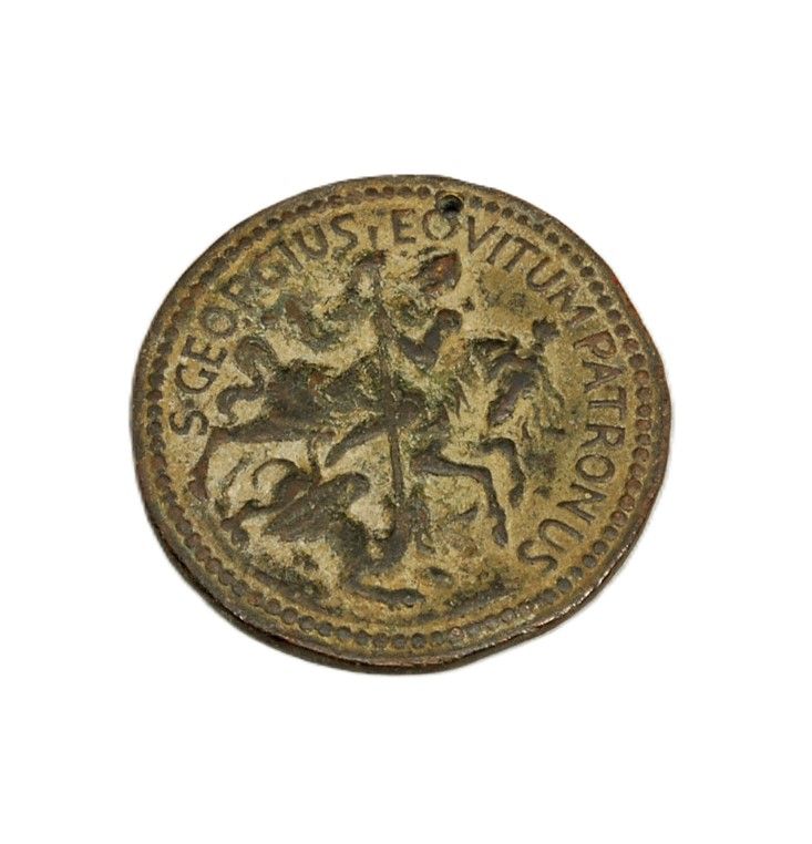 Medalló amb Sant Jordi i un vaixell enmig de la tempesta. [medalla, encuny], desconegut, s.XVII-XVIII