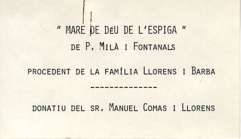 Verge de l'Espiga [pintura sobre llenç], Milà i Fontanals, Pau, 1844