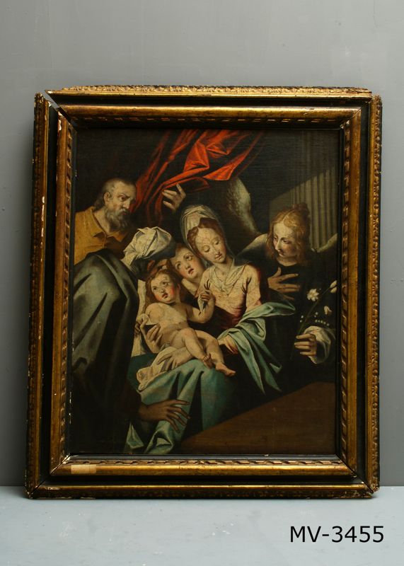 La Verge amb l'Infant, els sants Joaquim i Anna i dos àngels. [pintura sobre llenç], Mazzola Bedoli, Girolamo, segle XVI