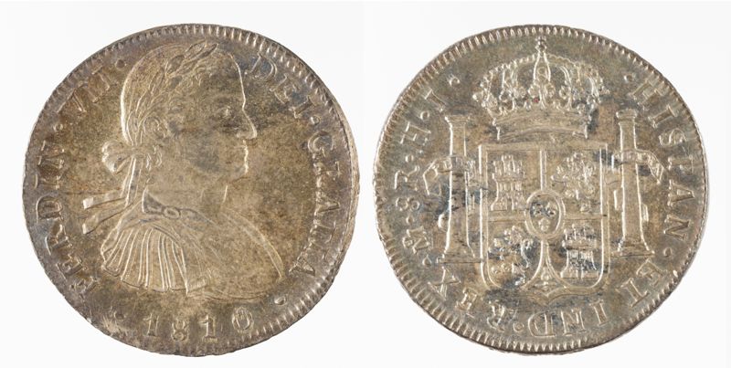 8 reials o 'rals' [coins], Ferran VII, Rei d'Espanya, 1810