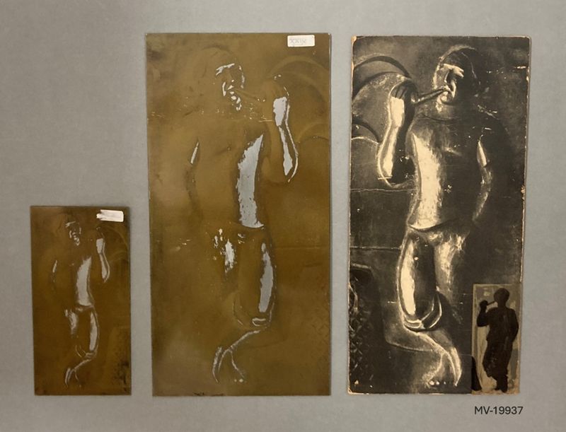 autorretrat de cos sencer [planxa d'impressió], Mercader Miret, Jaume, 1940 - 1999