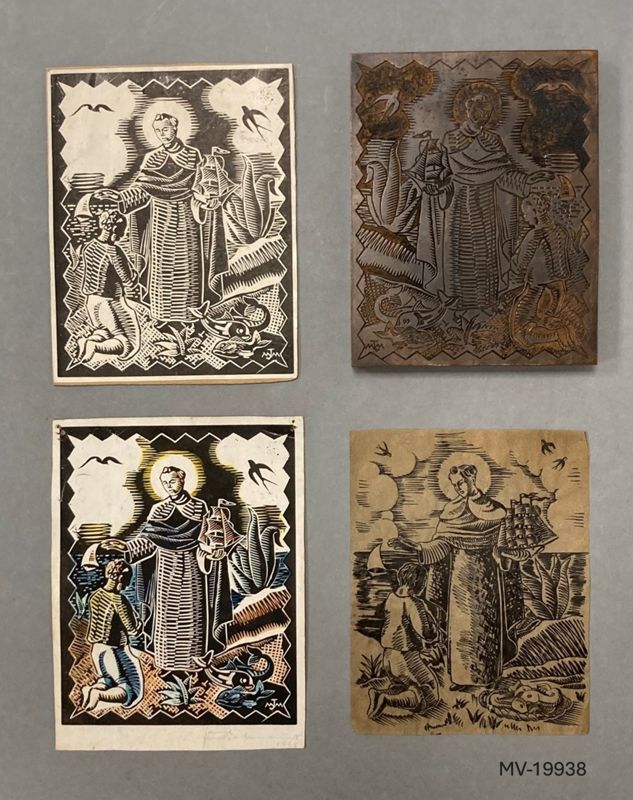 Conjunt de matriu i còpies de Sant Telm [planxa d'impressió], Mercader Miret, Jaume, 1948 - 1949