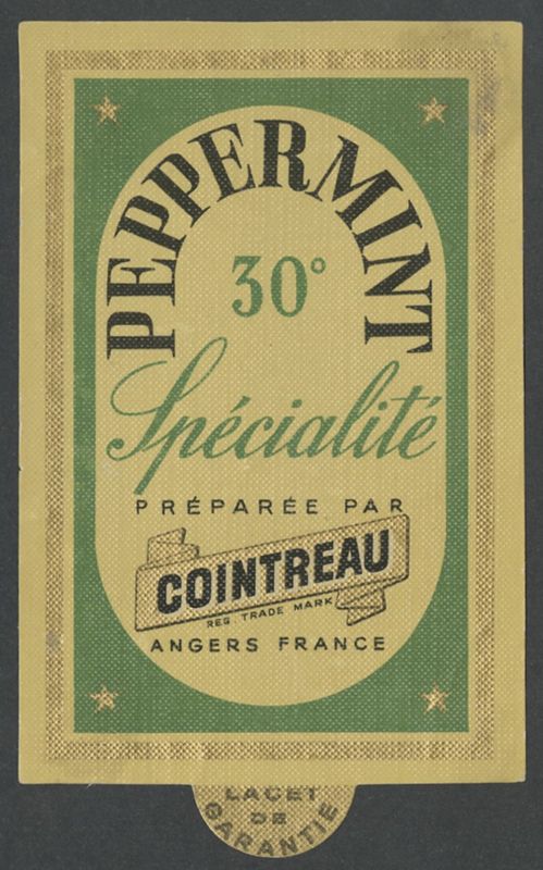 Peppermint Spécialité. Cointreau [bottle labels], darrer quart del segle XX