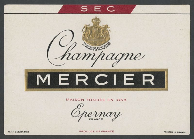Sec. Champagne Mercier [bottle labels], segona meitat del segle XX
