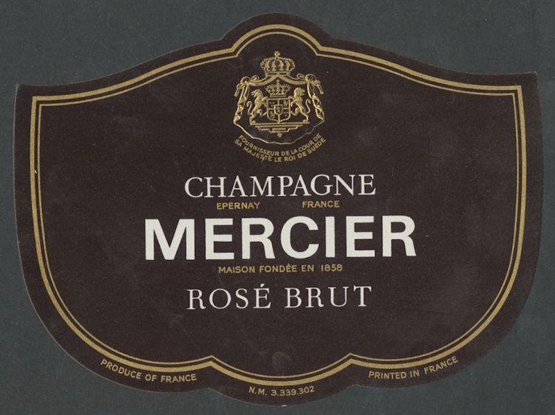 Rosé Brut. Champagne Mercier [bottle labels], darrer quart del segle XX